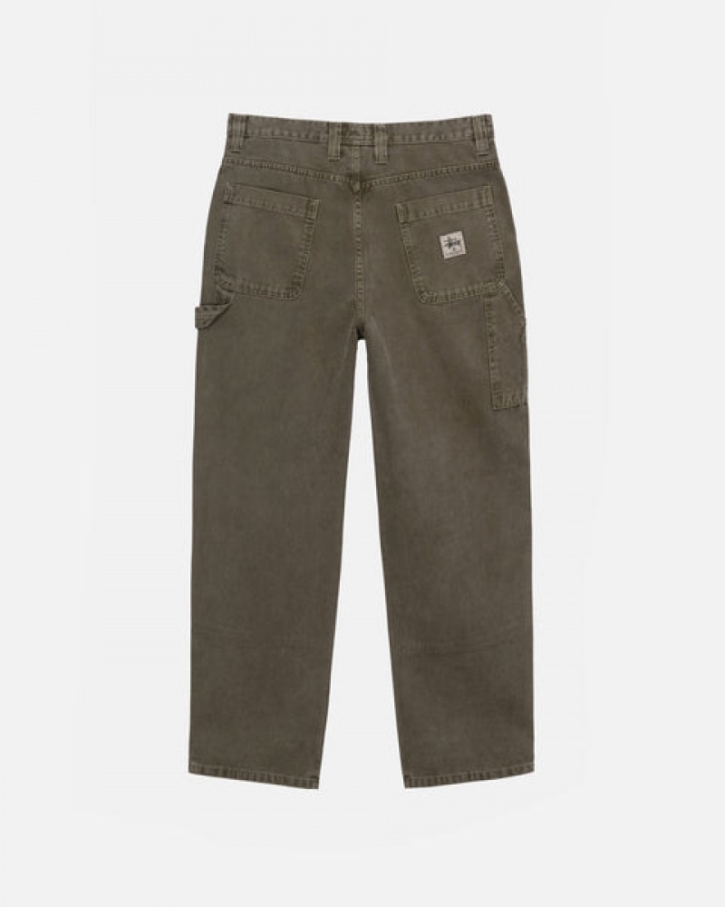 Olive Men's Stussy Work Pant Canvas Pants | ZDR-7780