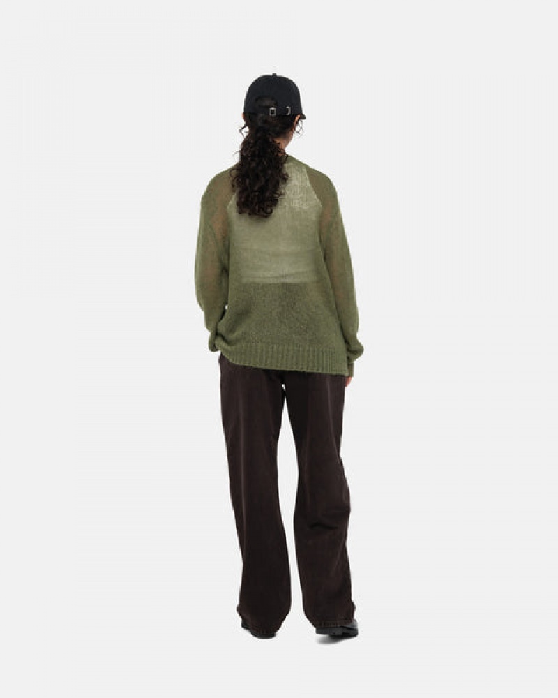 Olive Women's Stussy Loose Knit Sweaters | AIE-0686