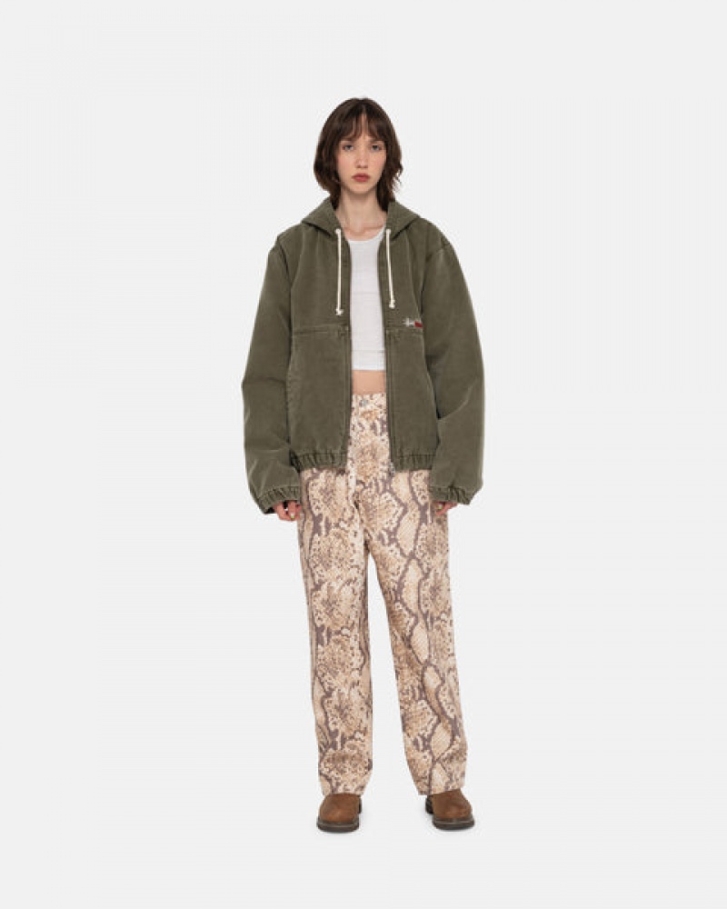 Olive Women's Stussy Work Jacket Insulated Canvas Jackets | NNT-1819