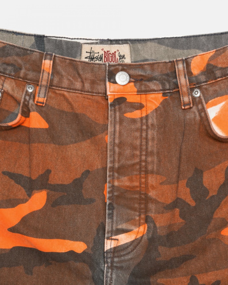 Orange Camo Men's Stussy Spray Dye Big Ol' Shorts | NWK-6652