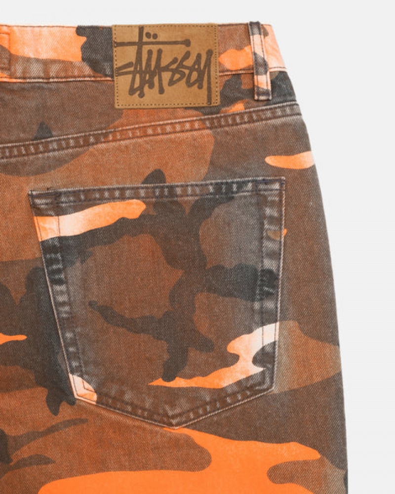 Orange Camo Men's Stussy Spray Dye Big Ol' Shorts | NWK-6652