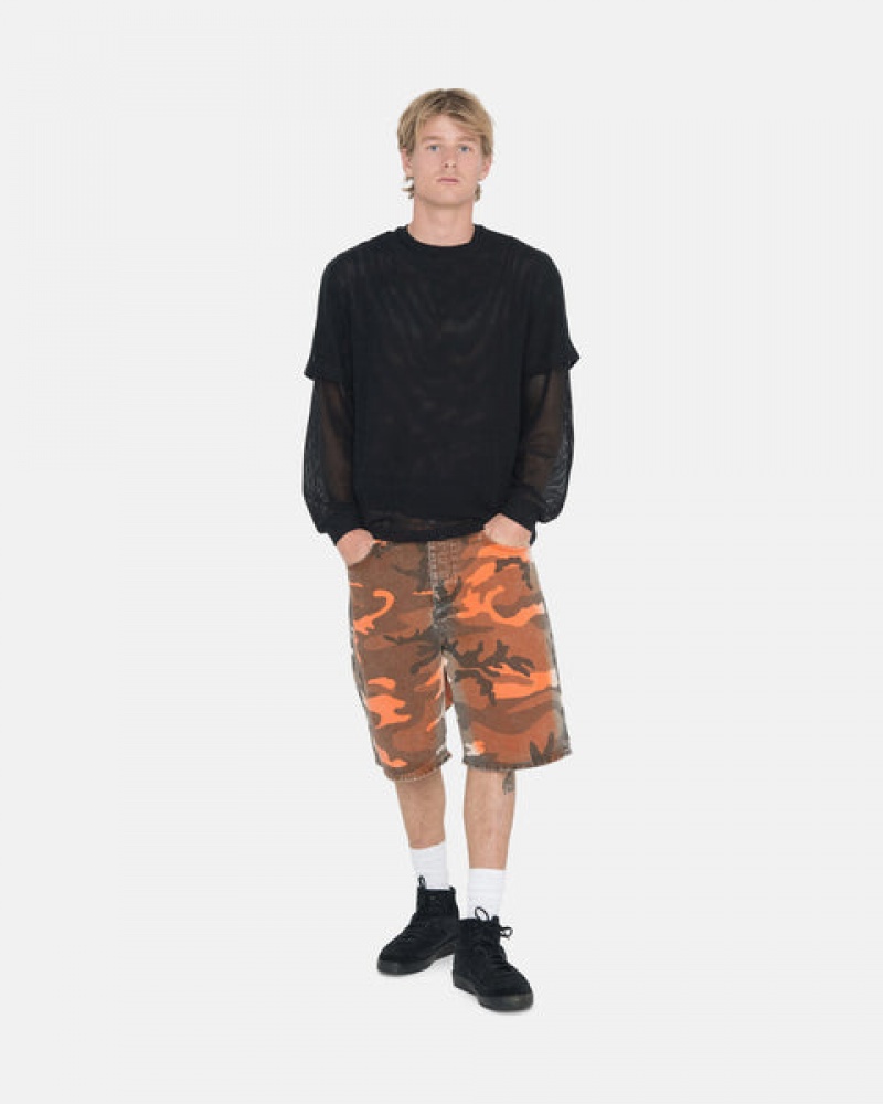 Orange Camo Men's Stussy Spray Dye Big Ol' Shorts | NWK-6652