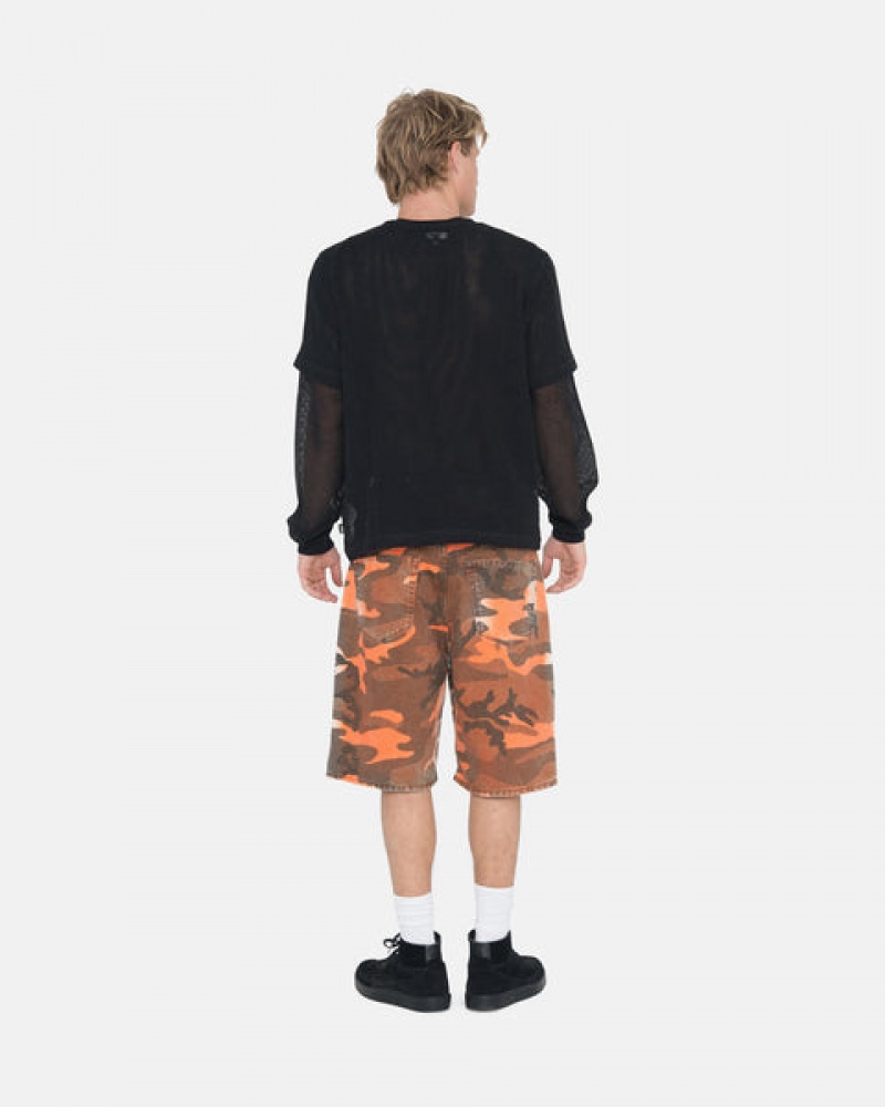 Orange Camo Men's Stussy Spray Dye Big Ol' Shorts | NWK-6652