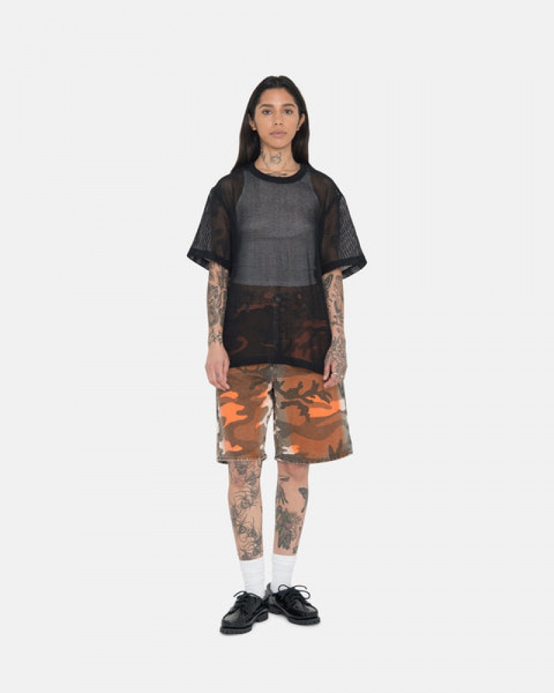 Orange Camo Men's Stussy Spray Dye Big Ol' Shorts | NWK-6652