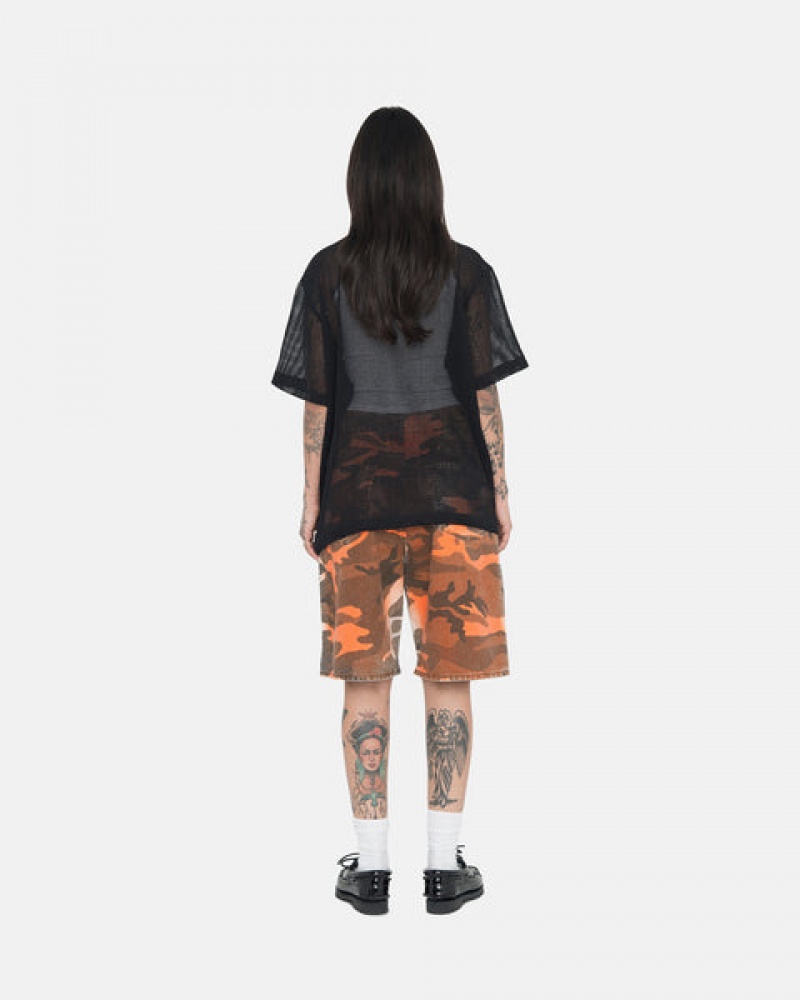 Orange Camo Men's Stussy Spray Dye Big Ol' Shorts | NWK-6652