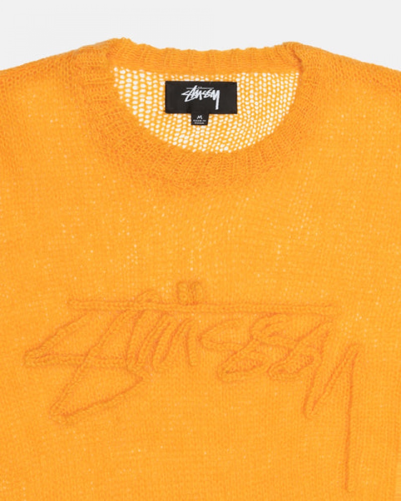 Orange Men's Stussy Loose Knit Sweaters | VCL-3810