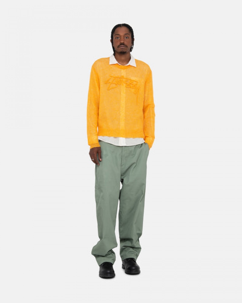 Orange Men's Stussy Loose Knit Sweaters | VCL-3810