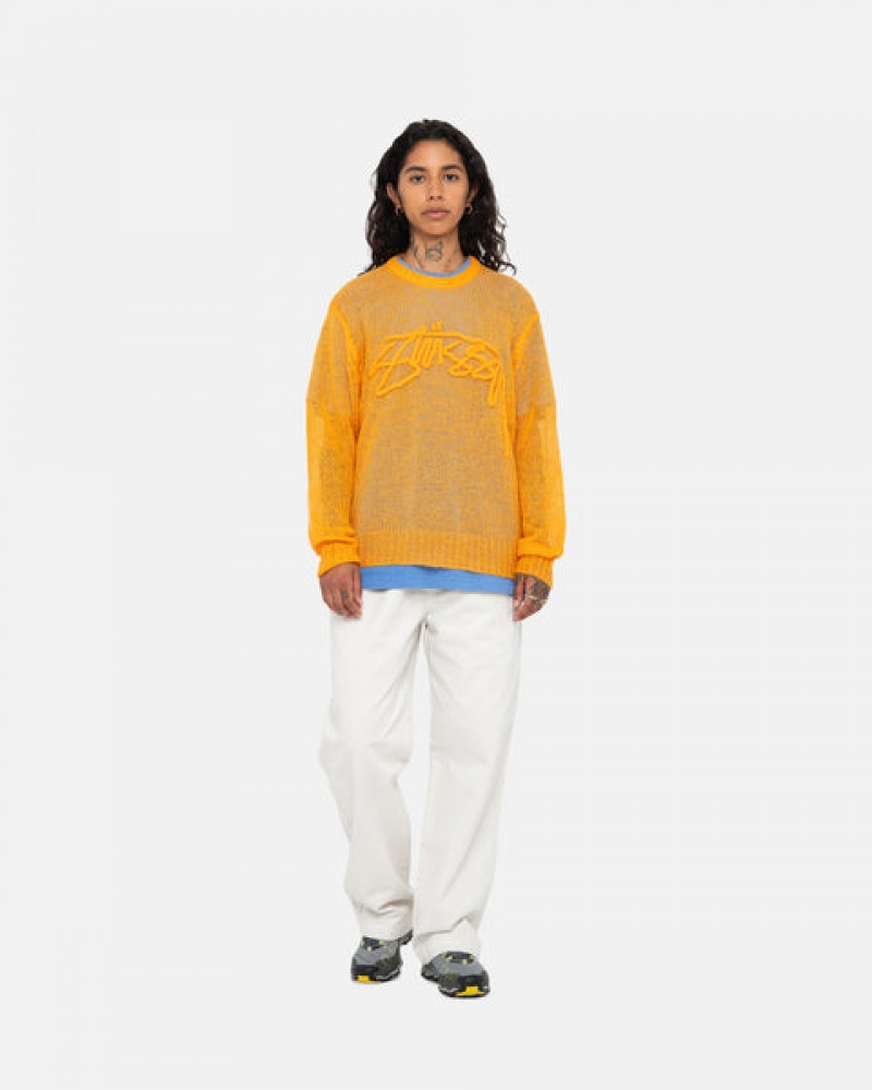 Orange Men's Stussy Loose Knit Sweaters | VCL-3810