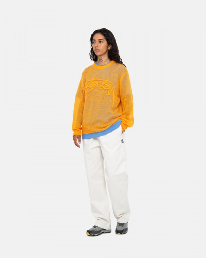 Orange Men's Stussy Loose Knit Sweaters | VCL-3810