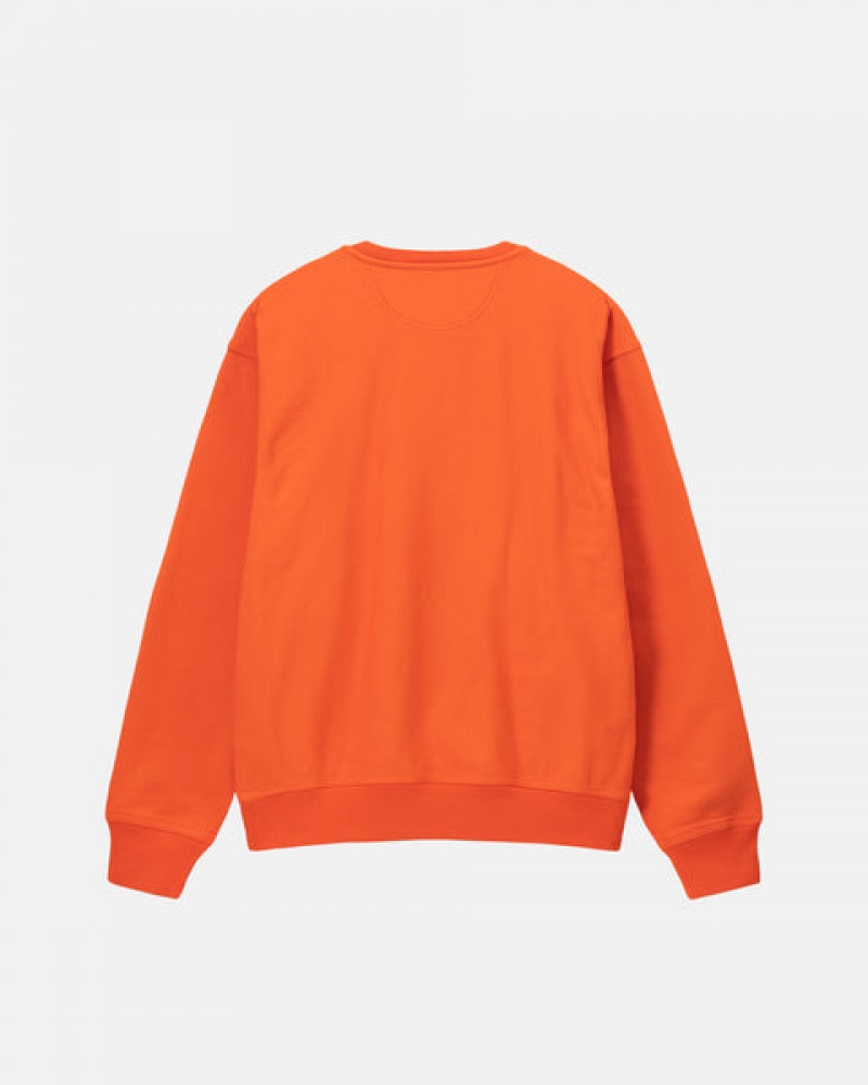 Orange Men's Stussy Overdyed Stock Logo Crew Sweatshirts | AFH-8232