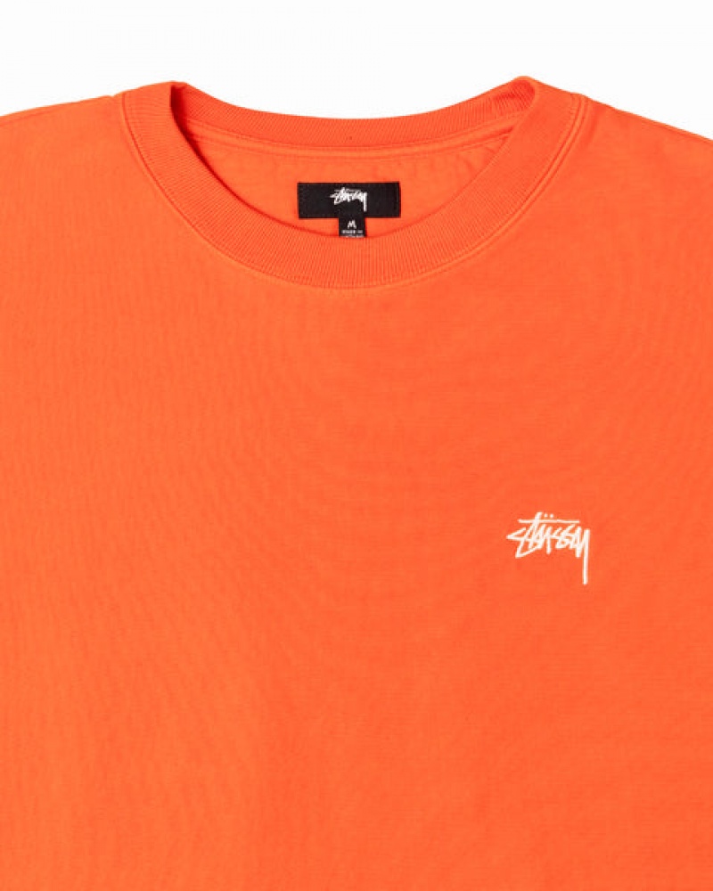 Orange Men's Stussy Overdyed Stock Logo Crew Sweatshirts | AFH-8232