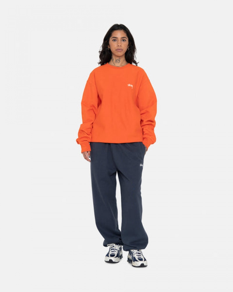 Orange Men's Stussy Overdyed Stock Logo Crew Sweatshirts | AFH-8232