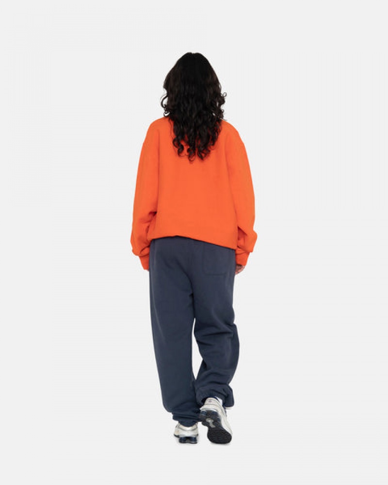 Orange Men's Stussy Overdyed Stock Logo Crew Sweatshirts | AFH-8232