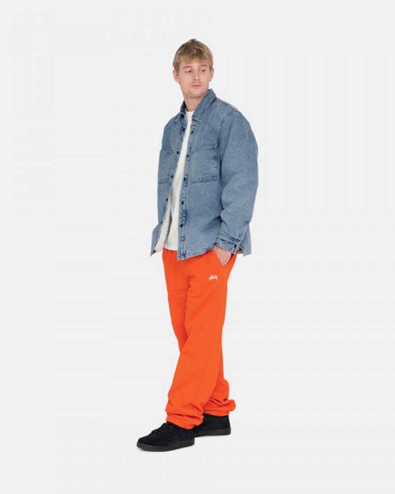 Orange Men's Stussy Overdyed Stock Logo Pant Sweatshirts | SQY-1306