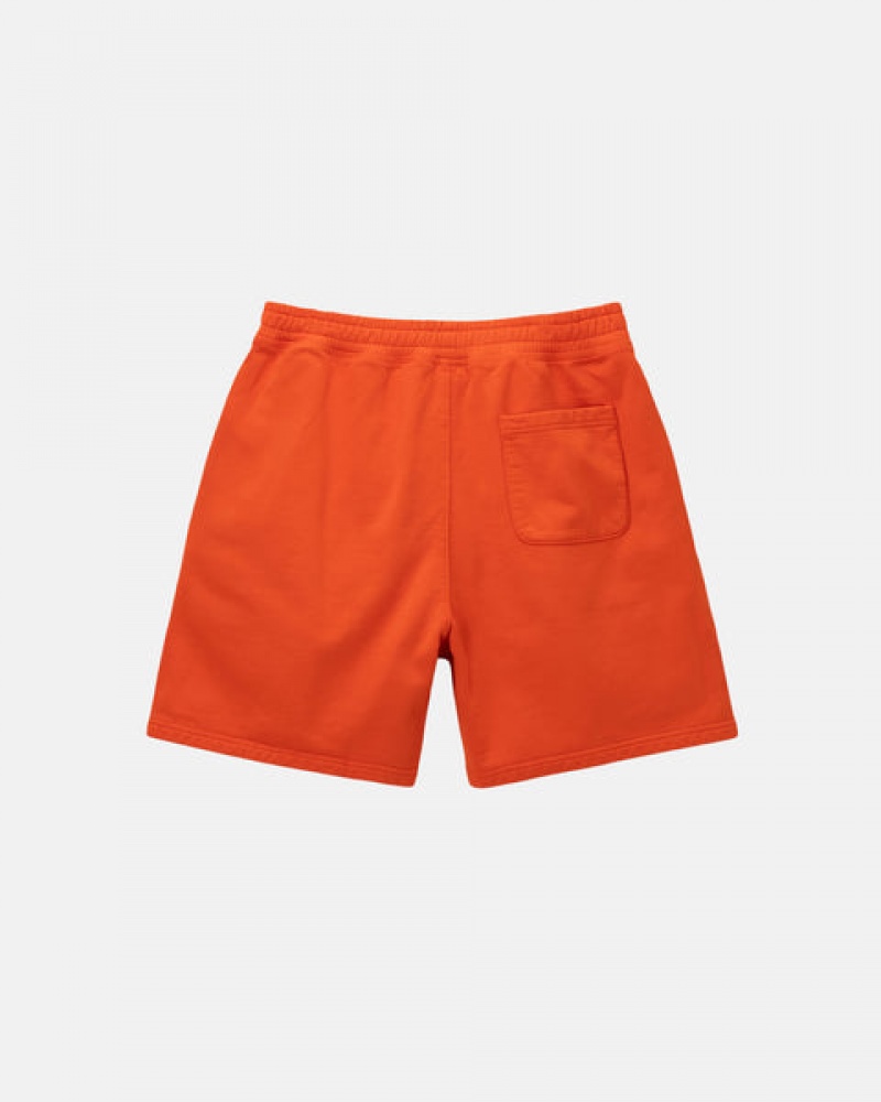 Orange Men's Stussy Overdyed Stock Logo Short Sweatshirts | TDG-2309