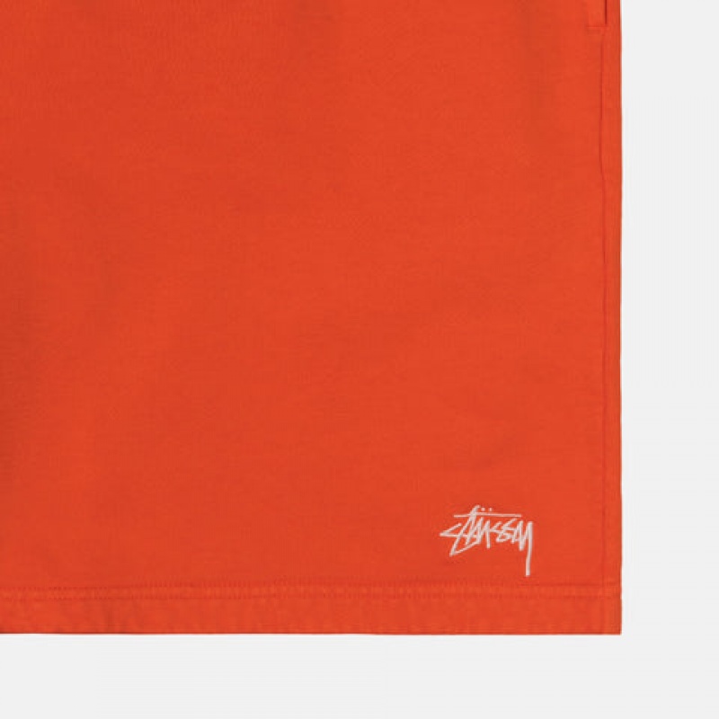 Orange Men's Stussy Overdyed Stock Logo Short Sweatshirts | TDG-2309