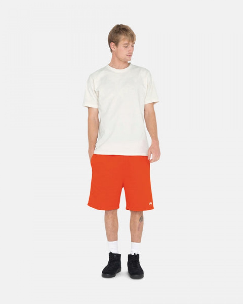 Orange Men's Stussy Overdyed Stock Logo Short Sweatshirts | TDG-2309