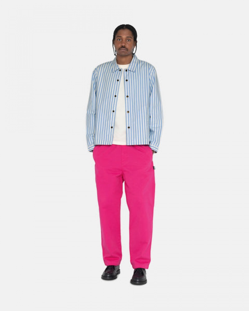 Pink Men's Stussy Brushed Beach Pants | DYR-2949