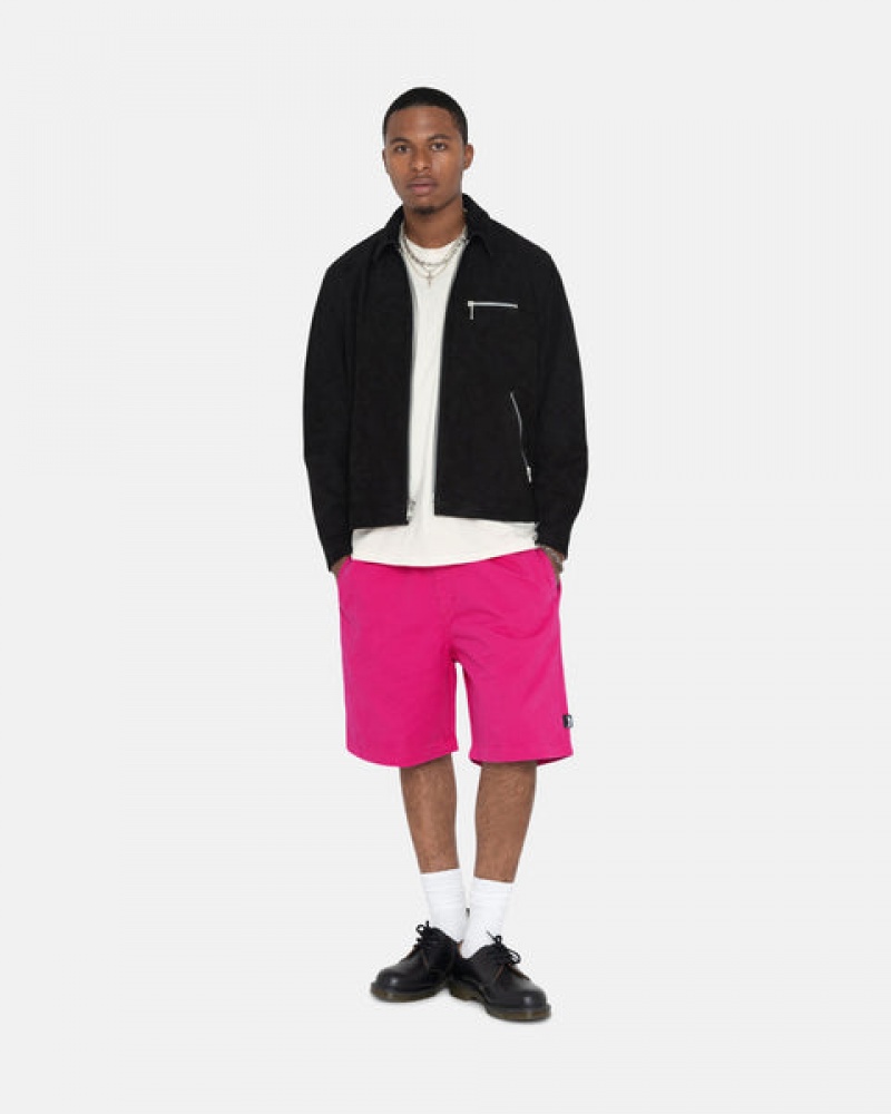 Pink Men's Stussy Brushed Beach Shorts | OPE-8620