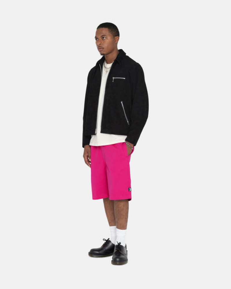 Pink Men's Stussy Brushed Beach Shorts | OPE-8620