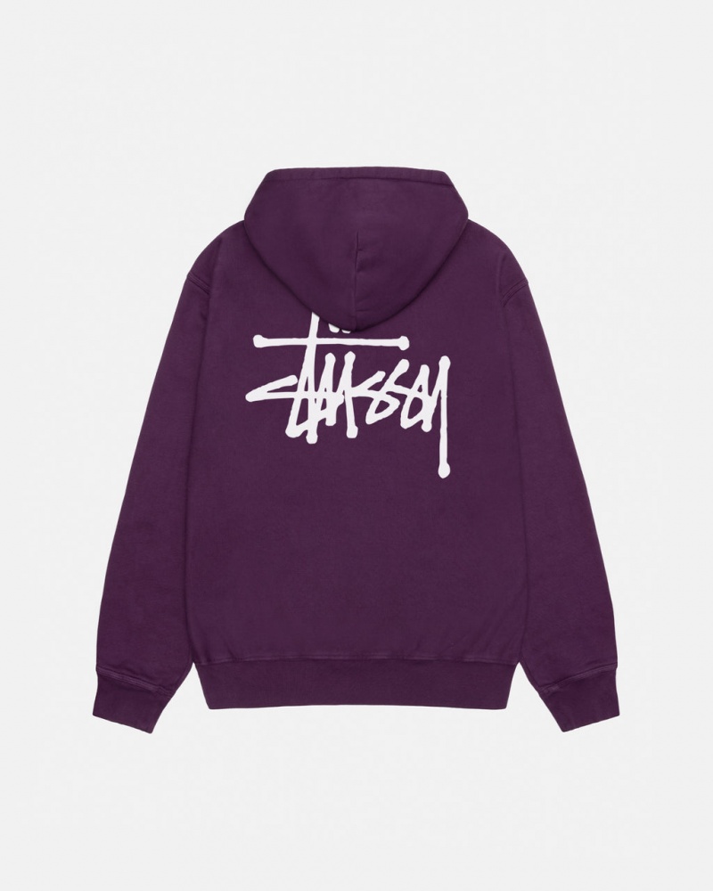 Purple Men\'s Stussy Basic Stussy Hoodie Pigment Dyed Hoodie | YON-1795