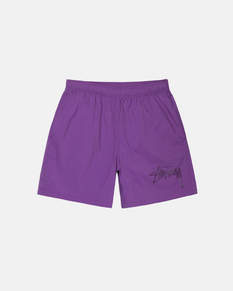 Purple Men\'s Stussy Big Stock Nylon Shorts | ZEV-4859