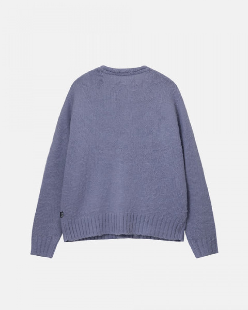 Purple Men's Stussy Brushed Cardigan Sweaters | UWP-6470