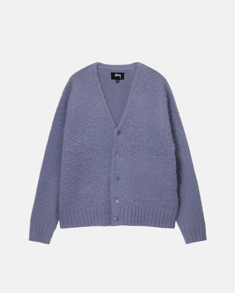 Purple Men\'s Stussy Brushed Cardigan Sweaters | UWP-6470