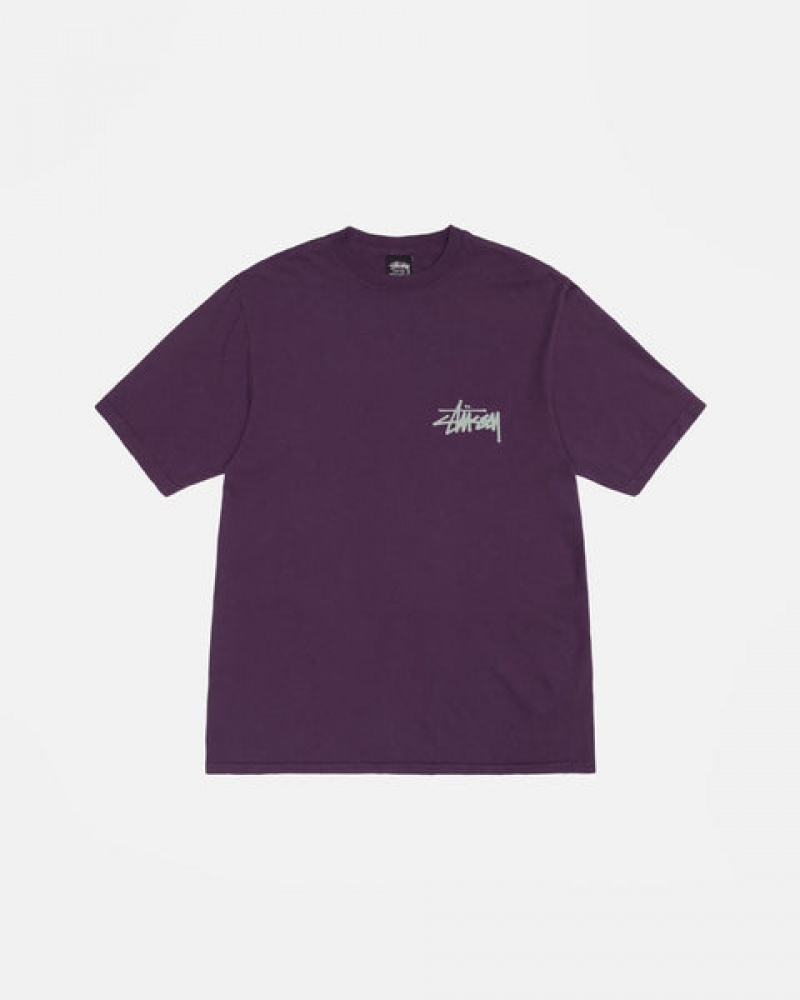 Purple Men's Stussy Old Phone Tee Pigment Dyed Tees | ZRC-1096