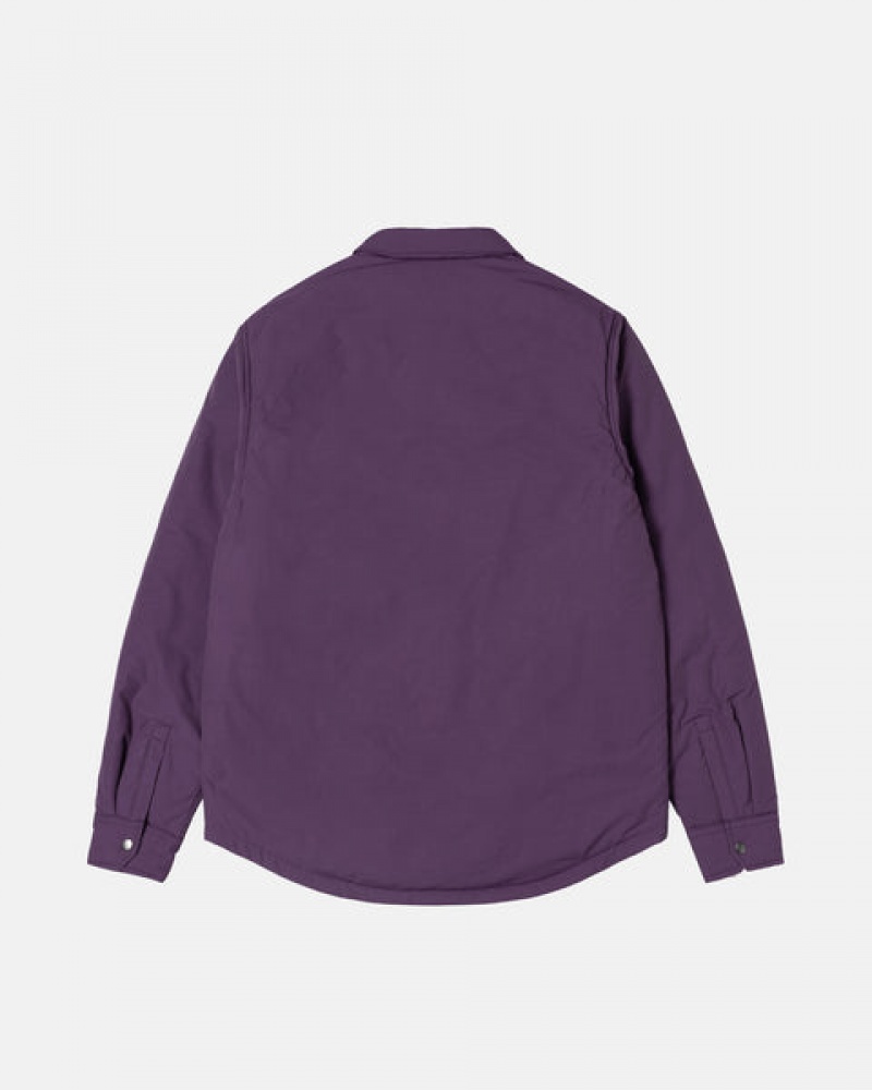 Purple Men's Stussy Padded Tech Over Shirt Jackets | QRT-3873