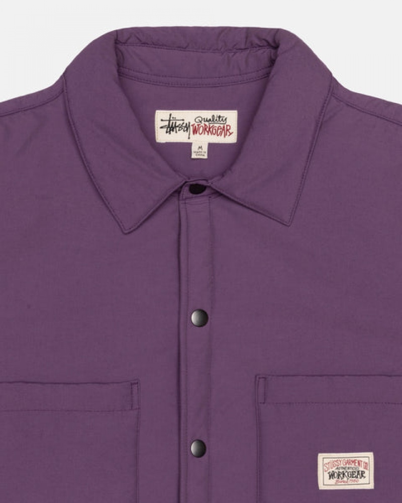 Purple Men's Stussy Padded Tech Over Shirt Jackets | QRT-3873