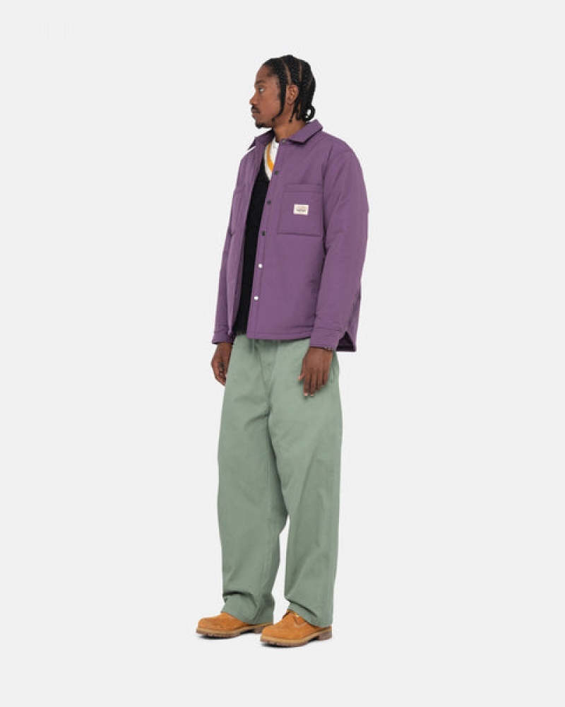 Purple Men's Stussy Padded Tech Over Shirt Jackets | QRT-3873