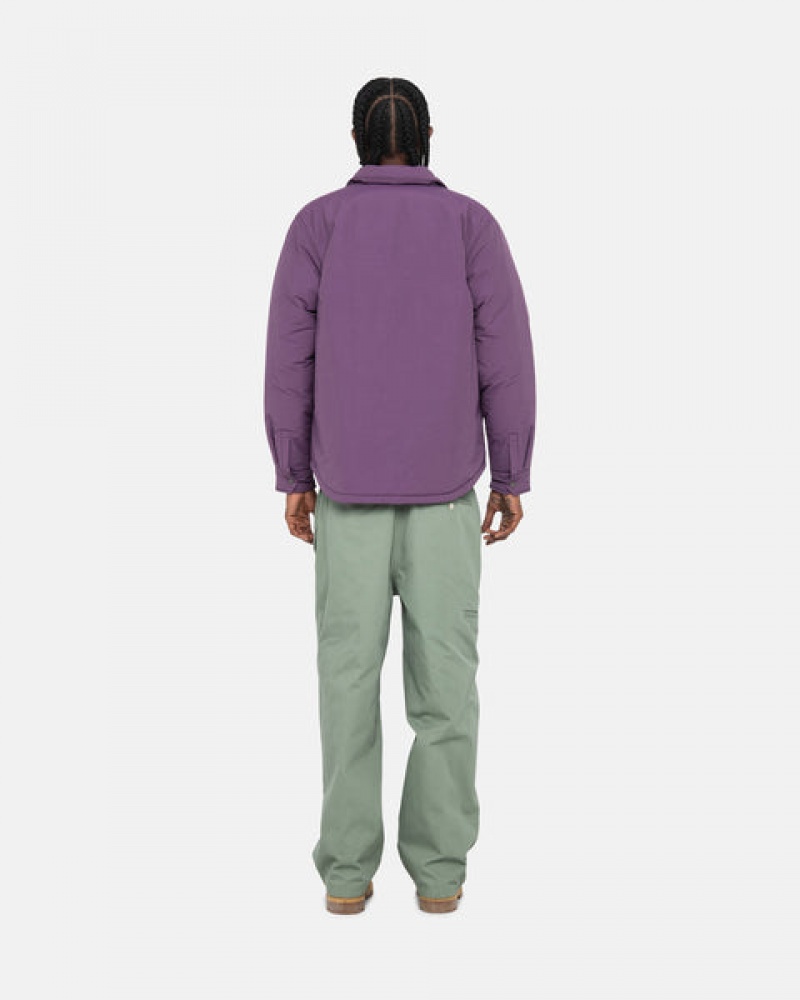 Purple Men's Stussy Padded Tech Over Shirt Jackets | QRT-3873