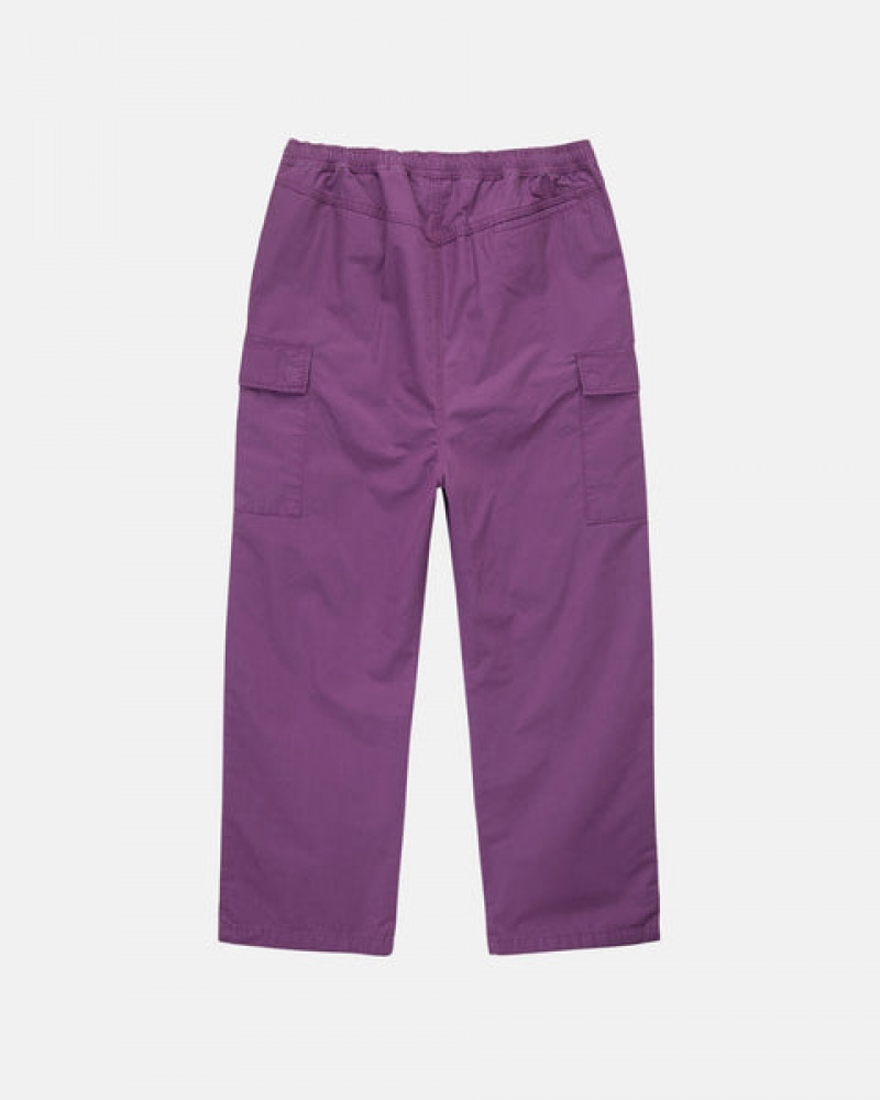 Purple Men's Stussy Ripstop Cargo Beach Pants | COZ-3556