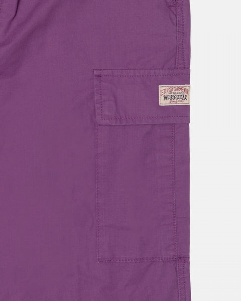 Purple Men's Stussy Ripstop Cargo Beach Pants | COZ-3556