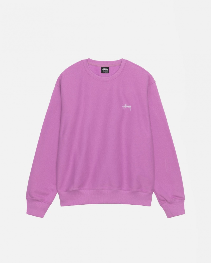 Purple Men\'s Stussy Stock Logo Crew Sweatshirts | FEE-9054