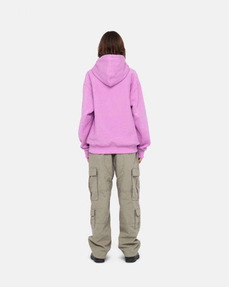 Purple Men's Stussy Stock Logo Hood Sweatshirts | ZIX-6542