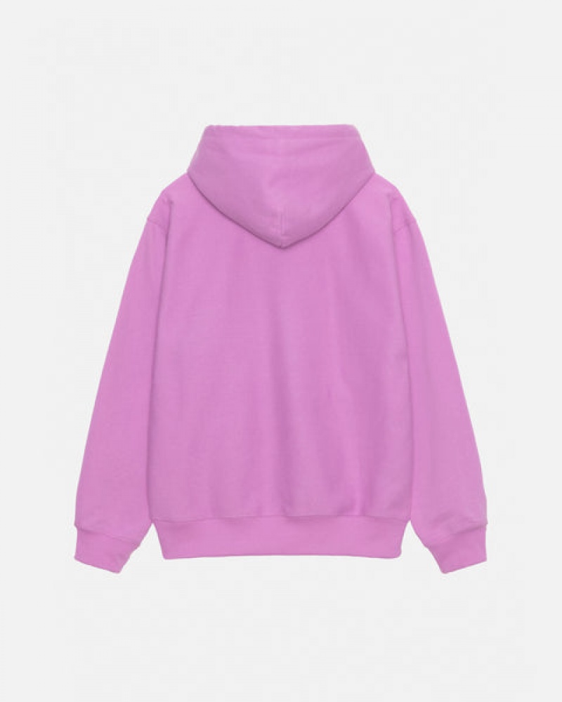 Purple Men's Stussy Stock Logo Hood Sweatshirts | ZIX-6542