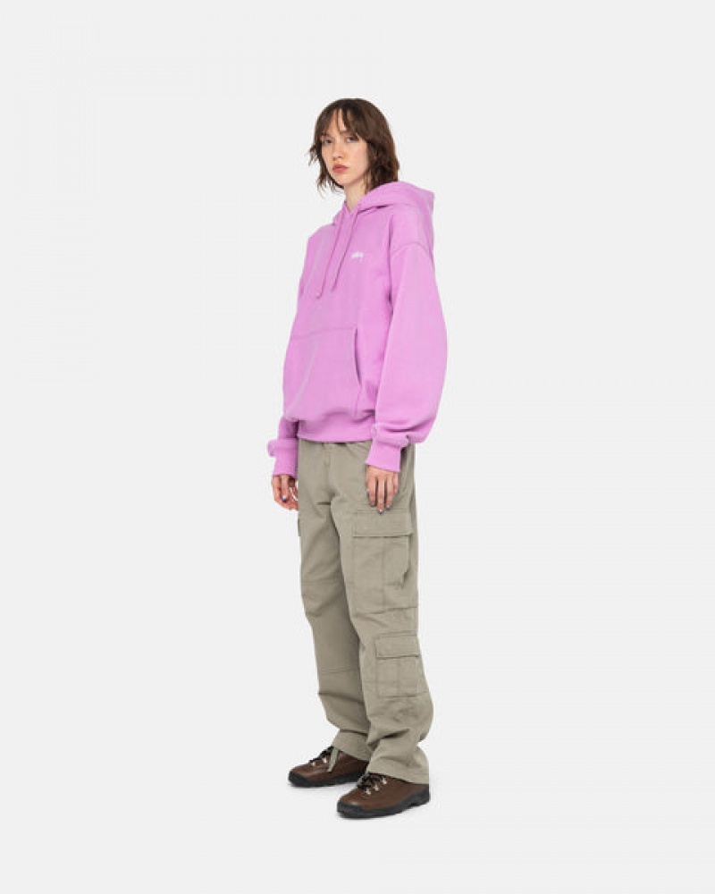 Purple Men's Stussy Stock Logo Hood Sweatshirts | ZIX-6542