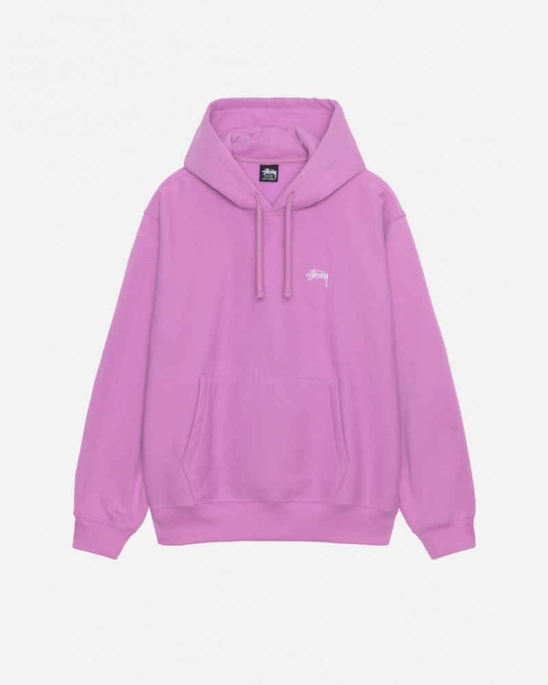 Purple Men\'s Stussy Stock Logo Hood Sweatshirts | ZIX-6542