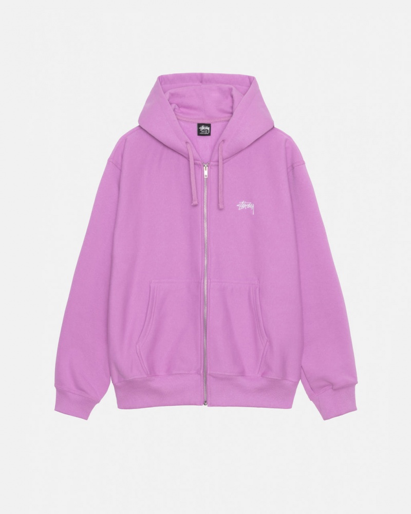 Purple Men\'s Stussy Stock Logo Zip Hood Sweatshirts | RJA-4159