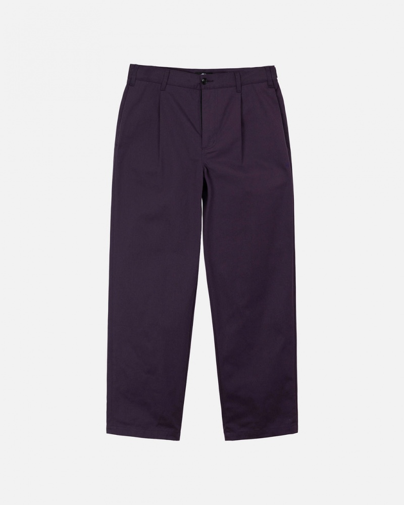 Purple Men\'s Stussy Twill Volume Pleated Trouser Pants | OWF-2090