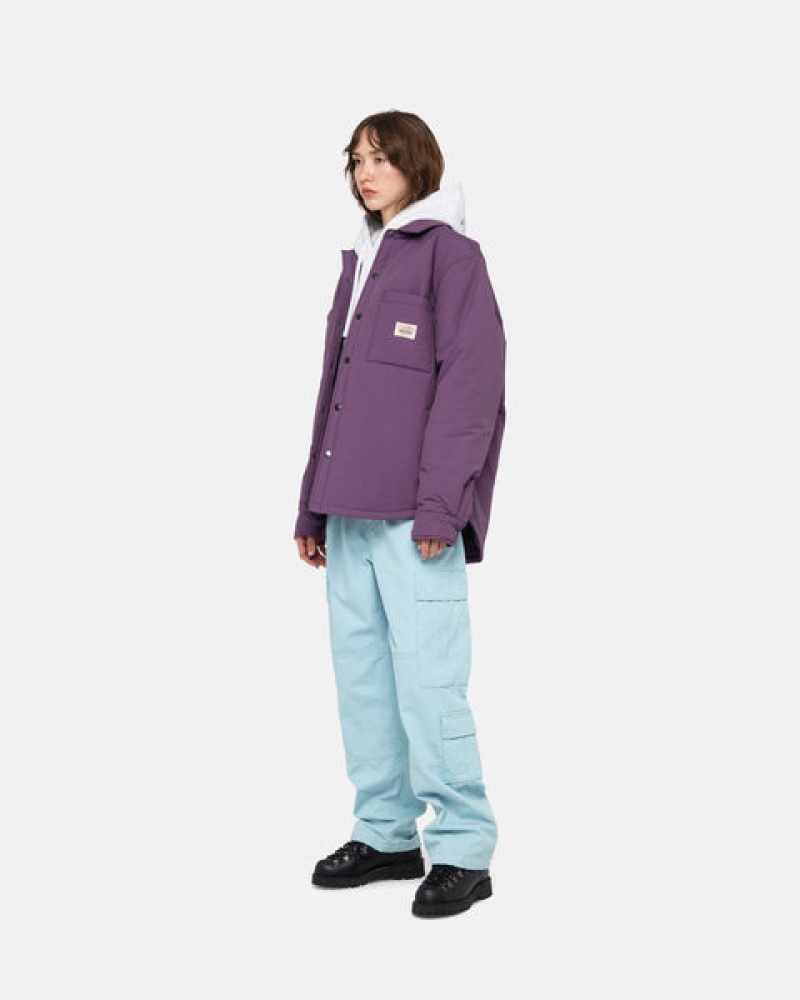 Purple Women's Stussy Padded Tech Over Shirts | DHC-9046