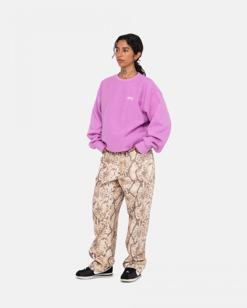 Purple Women's Stussy Stock Logo Crew Sweatshirts | UGE-6938