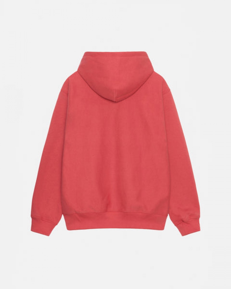 Red Men's Stussy Basic Applique Hood Sweatshirts | GRH-7101