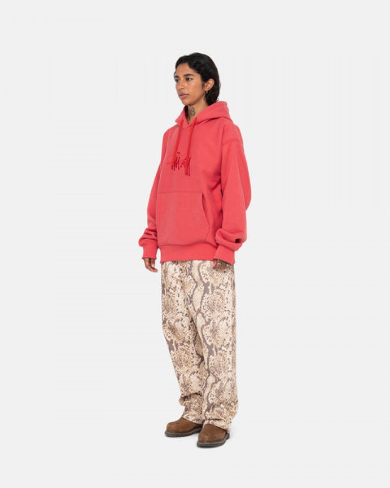 Red Men's Stussy Basic Applique Hood Sweatshirts | GRH-7101