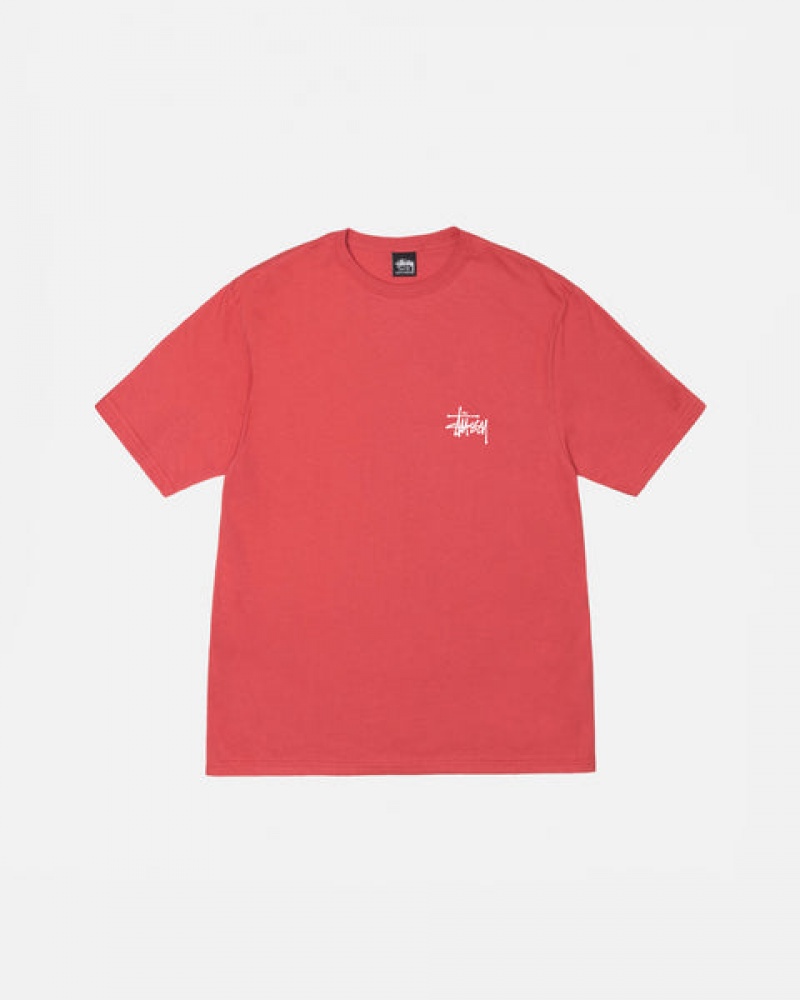 Red Men's Stussy Basic Stussy Tees | UHO-5675