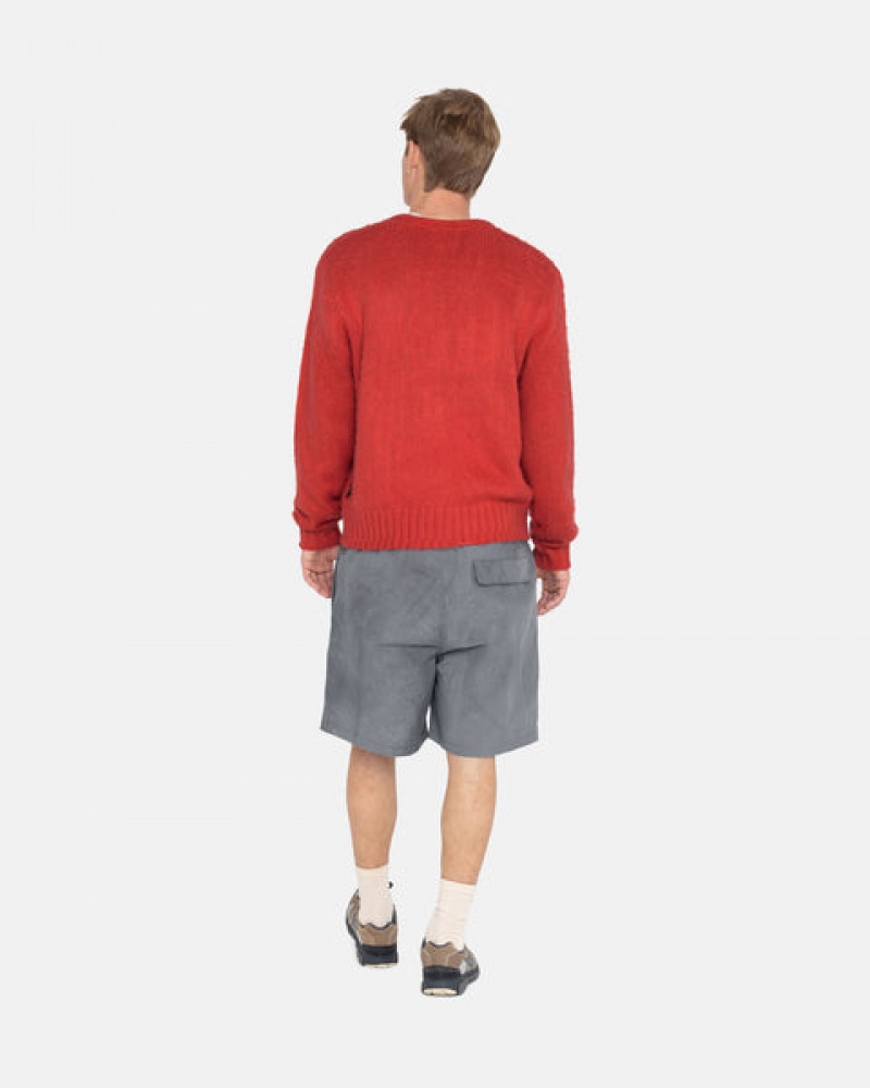 Red Men's Stussy Brushed Cardigan Sweaters | OZY-1399