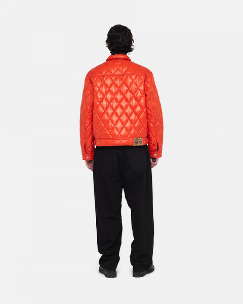 Red Men's Stussy Ranch Jacket Quilted Nylon Jackets | YZX-0893