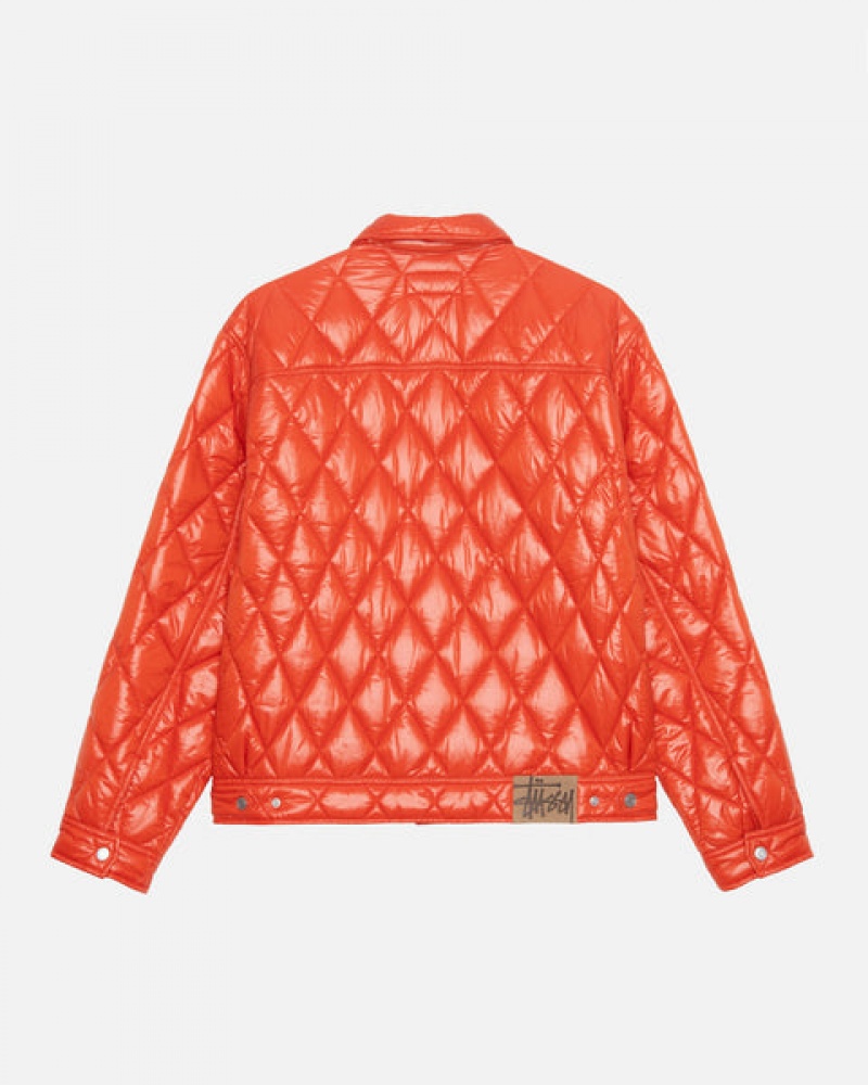 Red Men's Stussy Ranch Jacket Quilted Nylon Jackets | YZX-0893